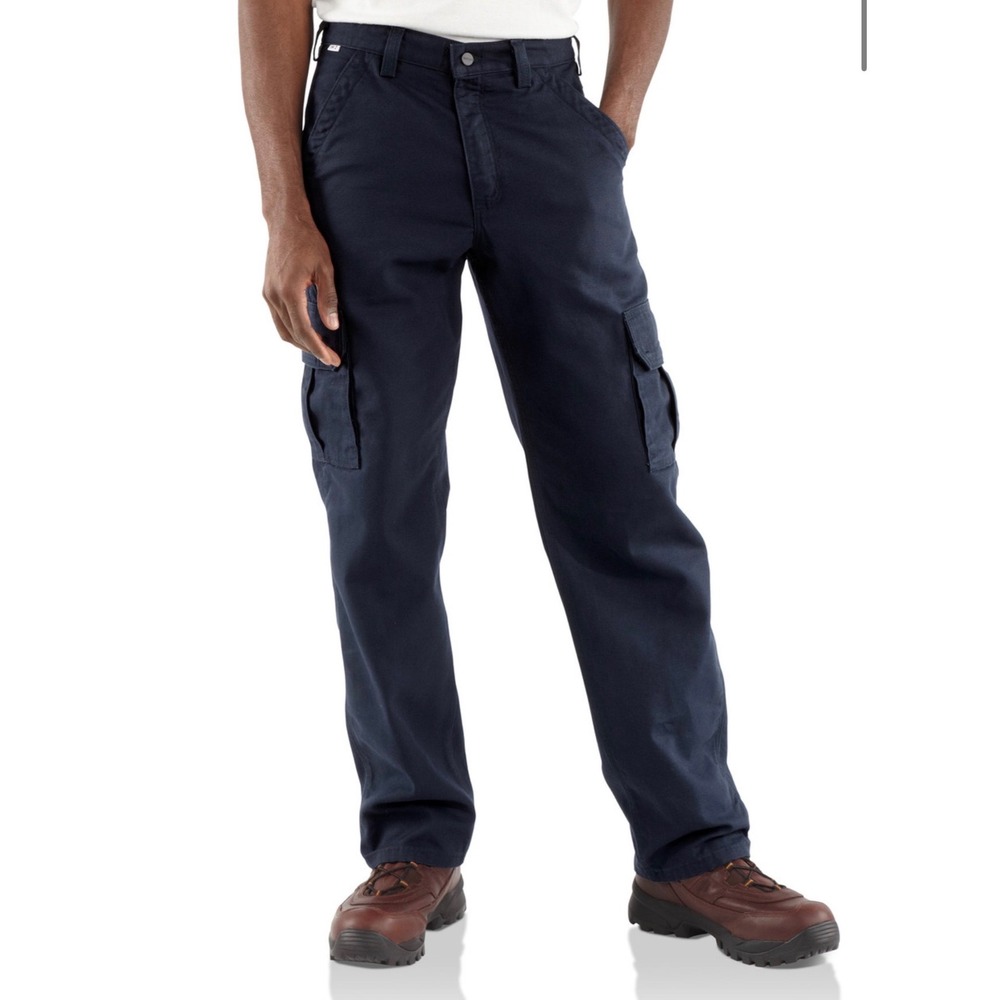 CARHARTT Flame Resistant FR Cargo Work Pants 30x34 CAT 2 Navy Blue Utility